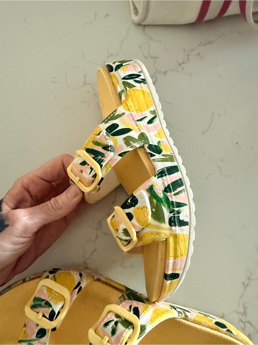 Dansko Yellow Floral Double Buckle Slide Sandals - Picture 7 of 10